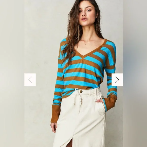 We The Free Sail Away Long Sleeve Tee Savannah Blue Combo NWOT - Picture 1 of 14